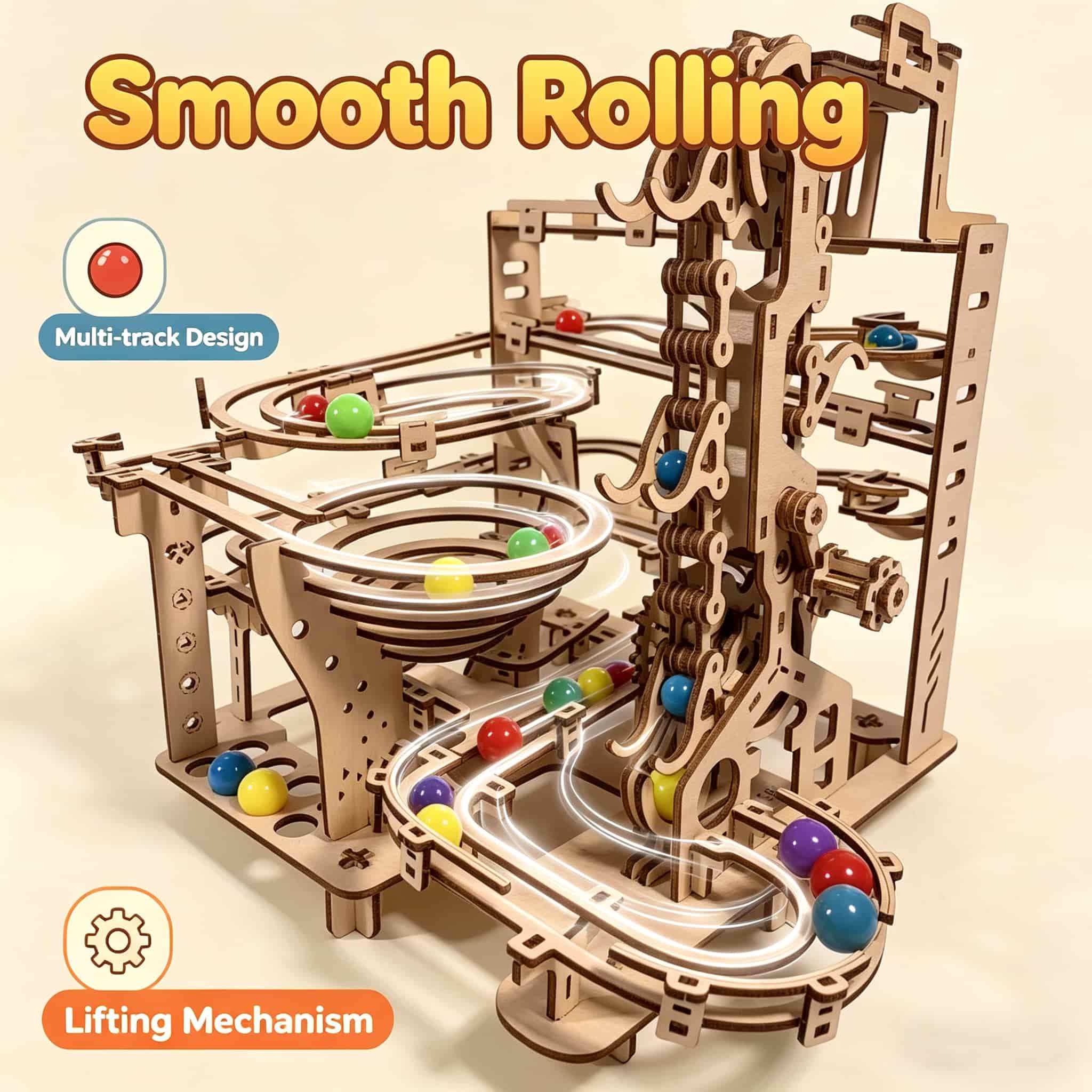 Mechanical Marble Run 3D Woode - Running Gear Track ulasan dan harga