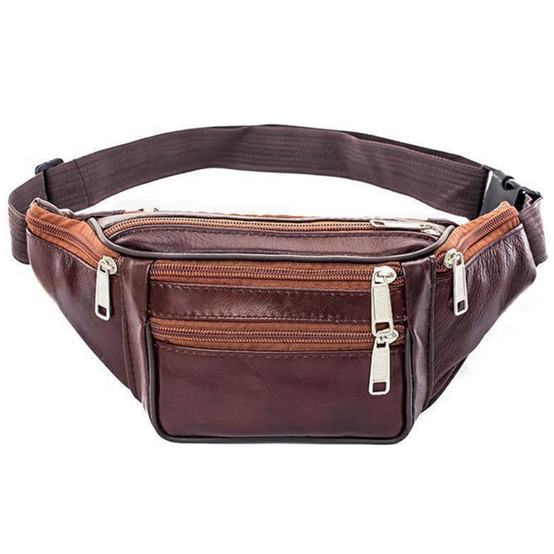 Leather Men Waist Chest Bag Th - Running Gear Bag ulasan dan harga